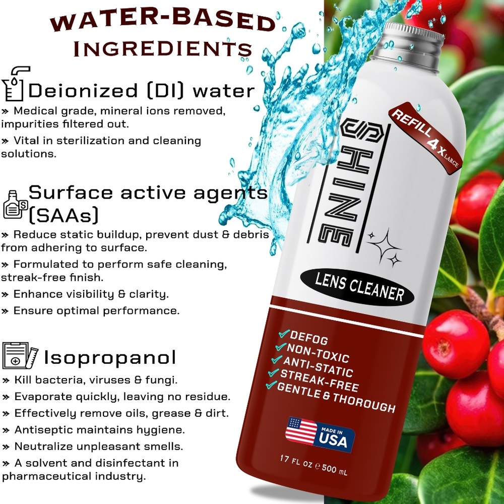🛢️SHINE Liquid Lens Cleaner REFILL 34oz Made in USA - Picture 3 of 9